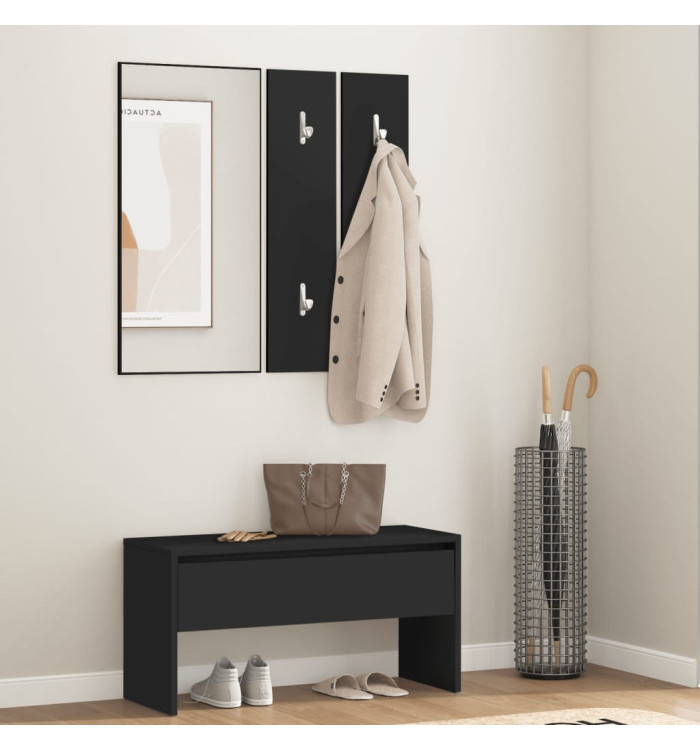Ensemble de meubles de couloir noir bois d'ingénierie | Mobilier & Déco