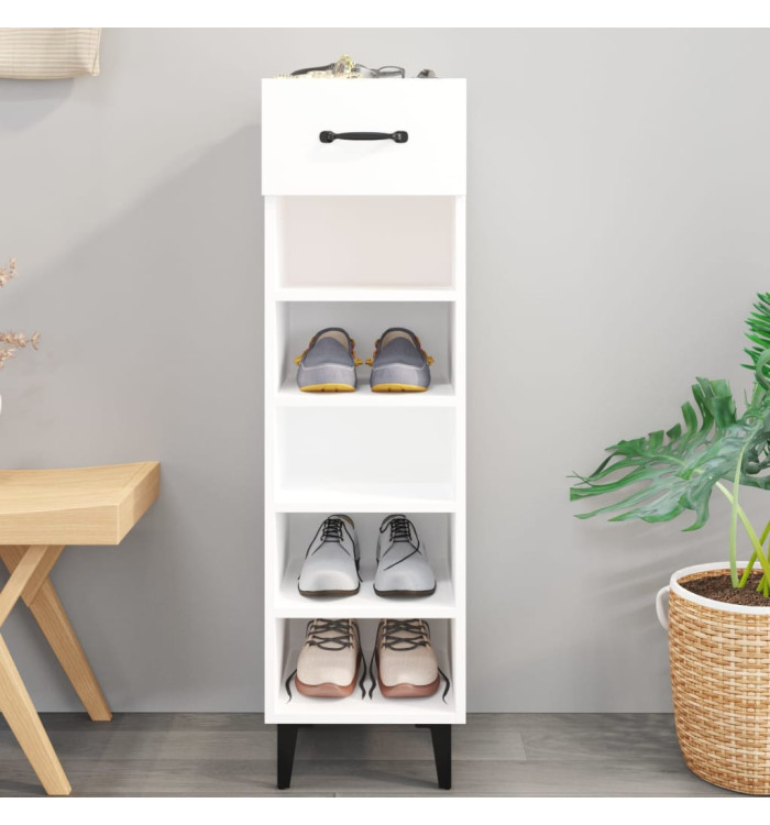 Armoire à chaussure Blanc brillant 30x35x105 cm Bois ingénierie | Mobilier & Déco