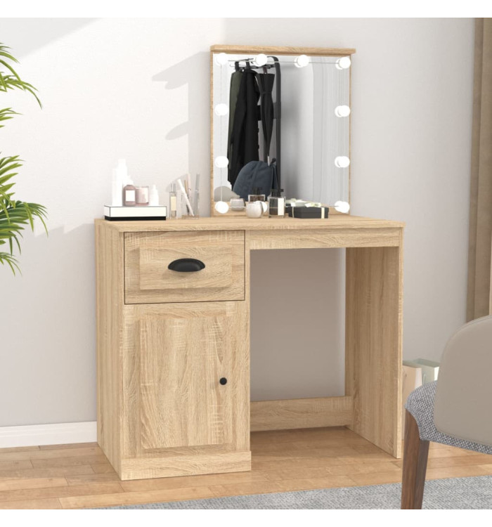 Coiffeuse avec LED chêne sonoma 90x50x132,5cm bois d'ingénierie | Mobilier & Déco