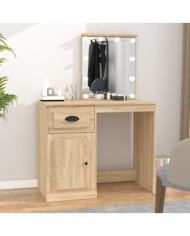 Coiffeuse avec LED chêne sonoma 90x50x132,5cm bois d'ingénierie | Mobilier & Déco