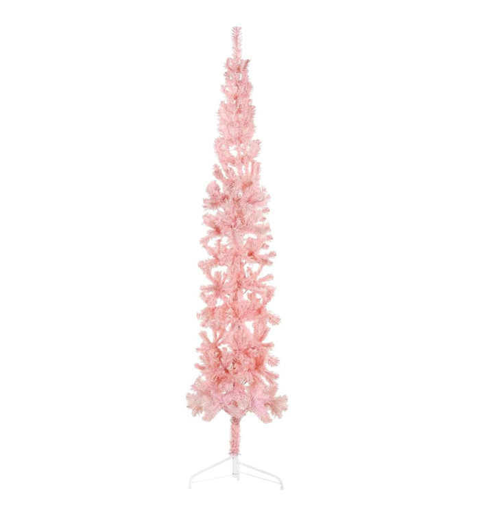 Demi sapin de Noël artificiel mince avec support Rose 210 cm | Mobilier & Déco