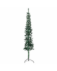 Demi sapin de Noël artificiel mince avec support Vert 240 cm | Mobilier & Déco
