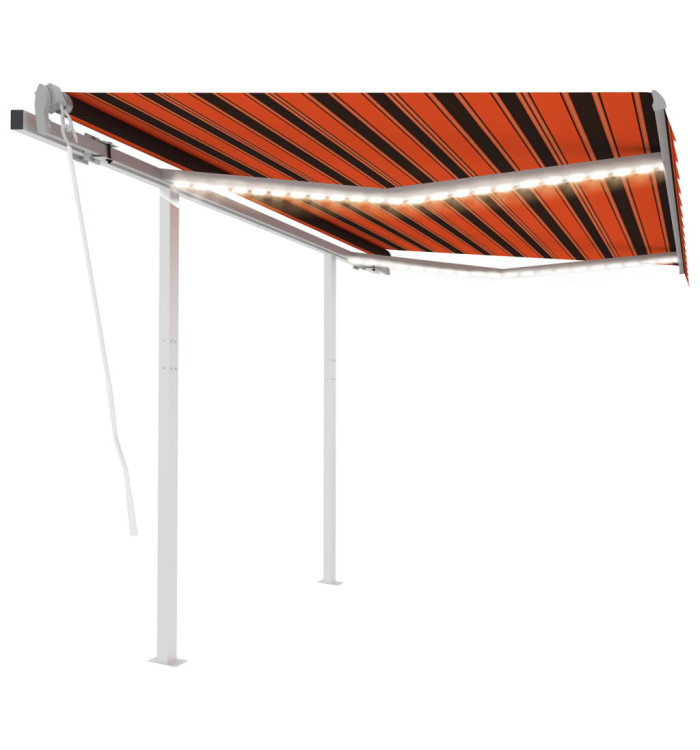 Auvent automatique capteur de vent et LED 3x2,5 m Orange marron | Mobilier & Déco