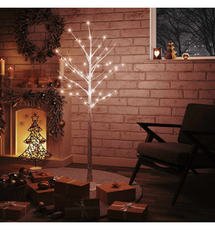 Bouleau blanc à LED 72 LED Blanc chaud 150 cm | Mobilier & Déco