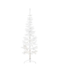 Demi sapin de Noël artificiel mince avec support Blanc 180 cm | Mobilier & Déco