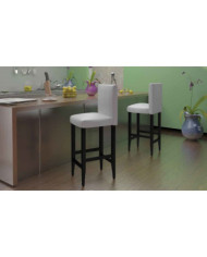 Tabourets de bar lot de 4 blanc similicuir | Mobilier & Déco