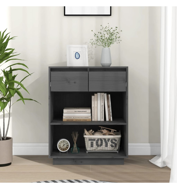 Armoire console Gris 60x34x75 cm Bois de pin solide | Mobilier & Déco