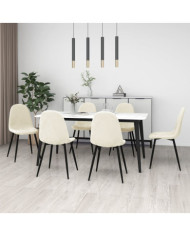Chaises à manger lot de 6 blanc crème velours | Mobilier & Déco