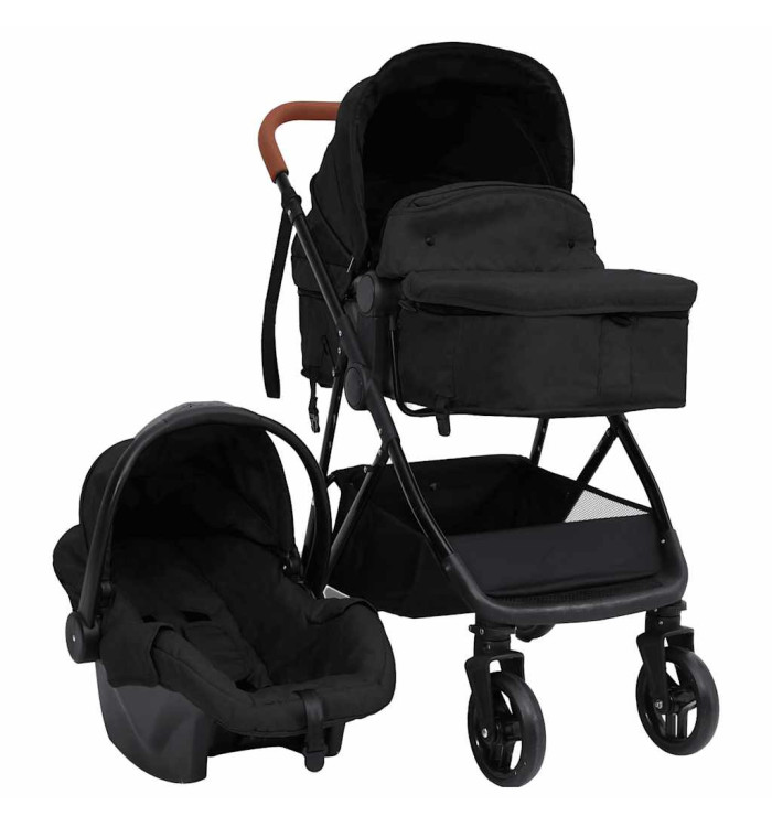 Poussette pour bébé 3-en-1 Anthracite et noir Acier | Mobilier & Déco