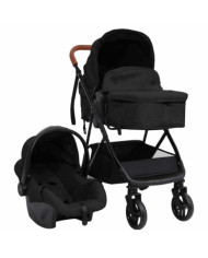 Poussette pour bébé 3-en-1 Anthracite et noir Acier | Mobilier & Déco