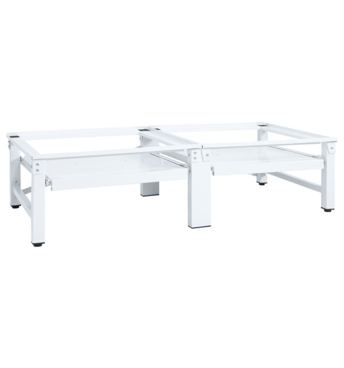 Socle de lave-linge et sèche-linge et étagère coulissante Blanc | Mobilier & Déco