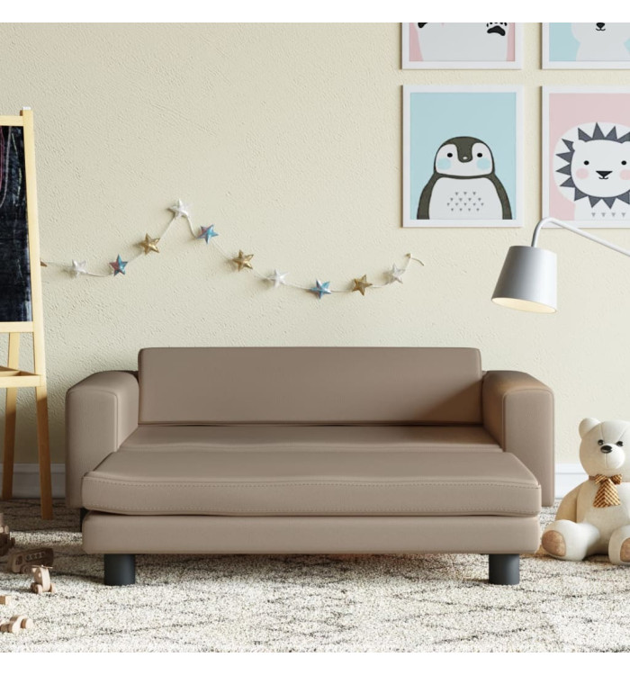 Canapé avec repose-pied pour enfants cappuccino 100x50x30 cm | Mobilier & Déco