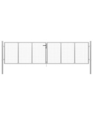 Porte de jardin Acier galvanisé 415x150 cm Argenté | Mobilier & Déco