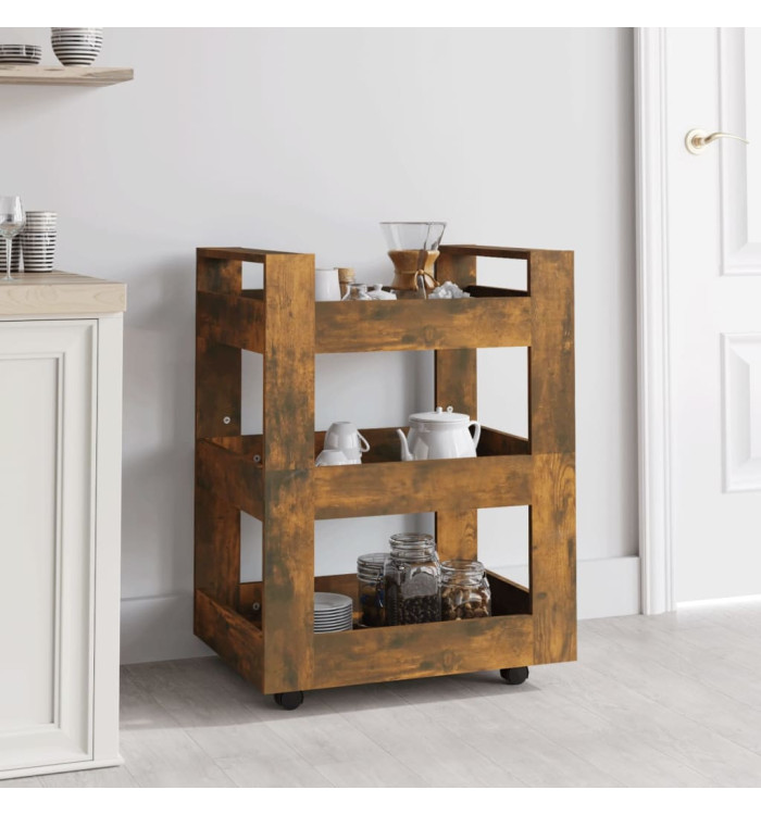 Chariot de cuisine Chêne fumé 60x45x80 cm Bois d'ingénierie | Mobilier & Déco