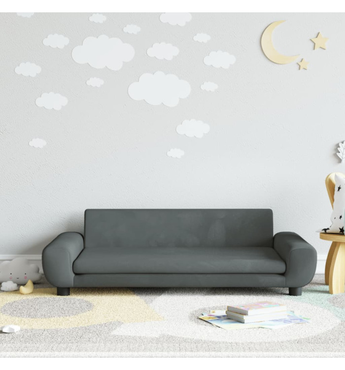Canapé pour enfants gris foncé 100x54x33 cm velours | Mobilier & Déco