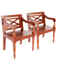 Chaises Batavia lot de 2 marron foncé bois d'acajou solide | Mobilier & Déco