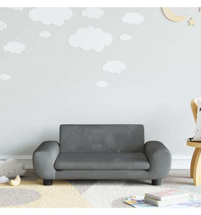 Canapé pour enfants gris foncé 70x45x33 cm velours | Mobilier & Déco