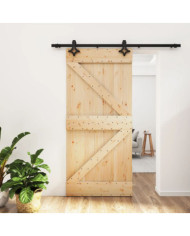 Porte coulissante et kit de quincaillerie 95x210 cm pin massif | Mobilier & Déco