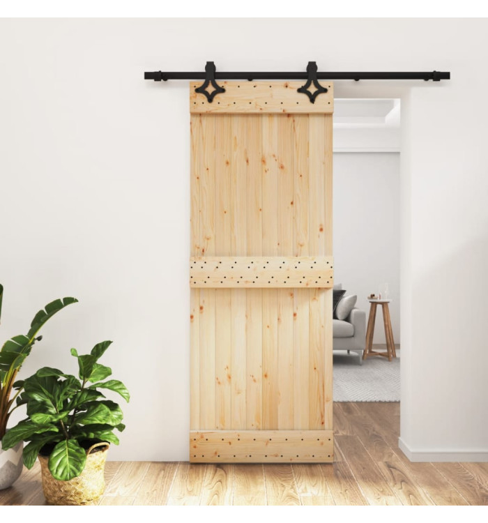 Porte coulissante et kit de quincaillerie 80x210 cm pin massif | Mobilier & Déco