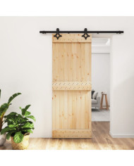 Porte coulissante et kit de quincaillerie 80x210 cm pin massif | Mobilier & Déco