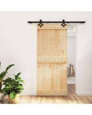 Porte coulissante et kit de quincaillerie 90x210 cm pin massif | Mobilier & Déco