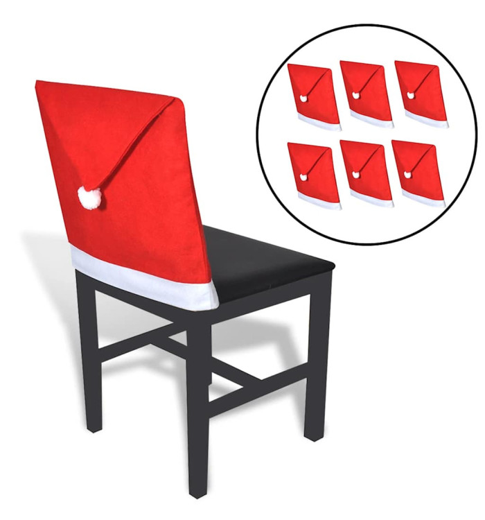 Housses de dossier de chaise 6 pcs Bonnet de Père Noël | Mobilier & Déco