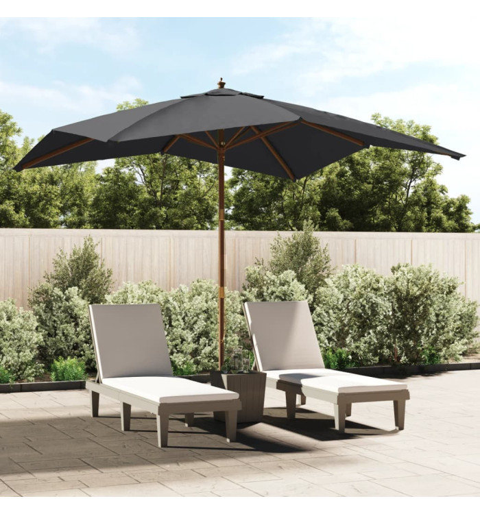 Parasol de jardin avec mât en bois noir 300x300x273 cm | Mobilier & Déco