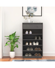 Armoire à chaussures Gris 60x34x105 cm Bois de pin massif | Mobilier & Déco