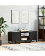 Armoire à disques noir 121x38x48 cm bois d'ingénierie | Mobilier & Déco