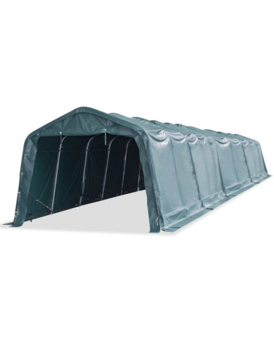 Tente amovible pour bétail PVC 550 g/m² 3,3 x 16 m Vert foncé | Mobilier & Déco