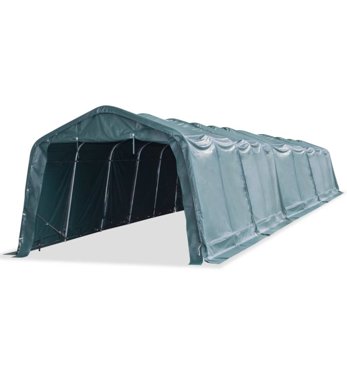 Tente amovible pour bétail PVC 550 g/m² 3,3 x 16 m Vert foncé | Mobilier & Déco