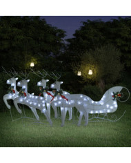 Décoration de Noël Renne et traîneau 100 LED extérieur blanc | Mobilier & Déco