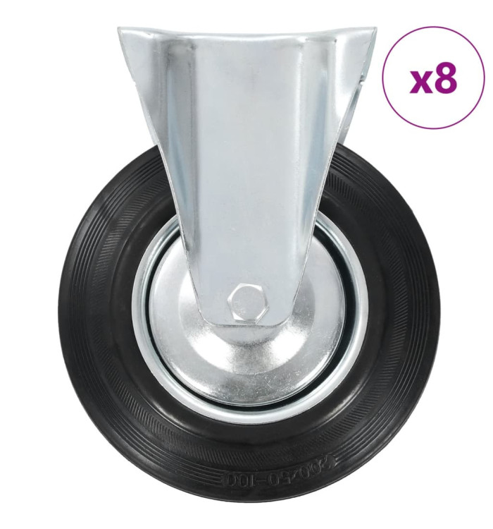 8 pcs Roulettes fixes 200 mm | Mobilier & Déco