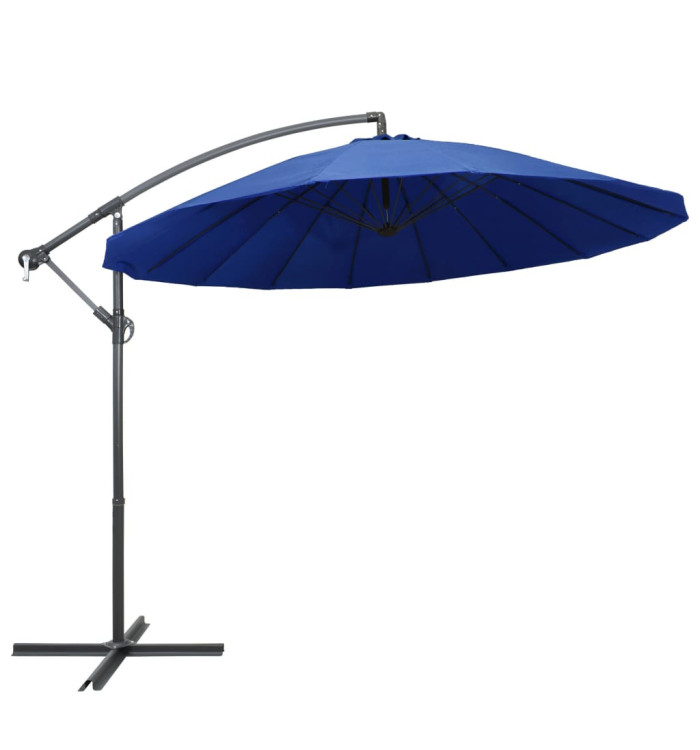 Parasol suspendu avec poteau bleu 3 m | Mobilier & Déco