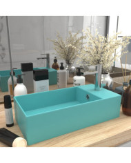Lavabo de salle de bain avec trop-plein Céramique Vert clair | Mobilier & Déco