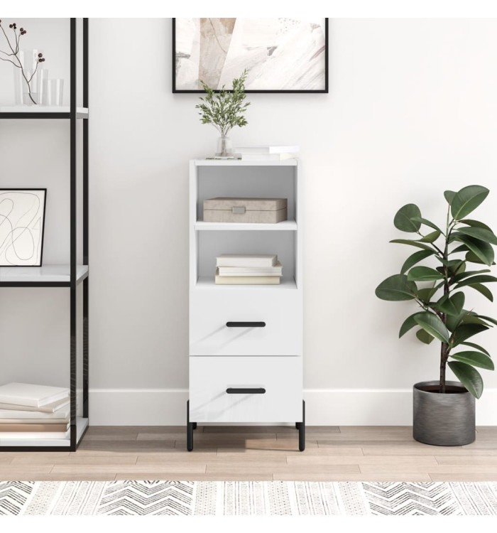 Buffet Blanc brillant 34,5x34x90 cm Bois d'ingénierie | Mobilier & Déco