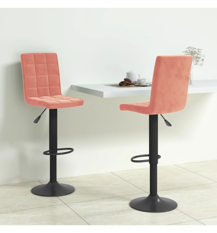 Tabourets de bar lot de 2 rose velours | Mobilier & Déco