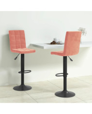 Tabourets de bar lot de 2 rose velours | Mobilier & Déco