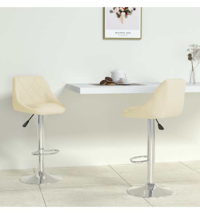 Tabourets de bar lot de 2 crème similicuir | Mobilier & Déco