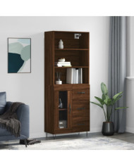 Buffet haut Chêne marron 69,5x34x180 cm Bois d'ingénierie | Mobilier & Déco
