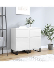 Buffets 2 pcs blanc brillant 40x35x70 cm bois d'ingénierie | Mobilier & Déco