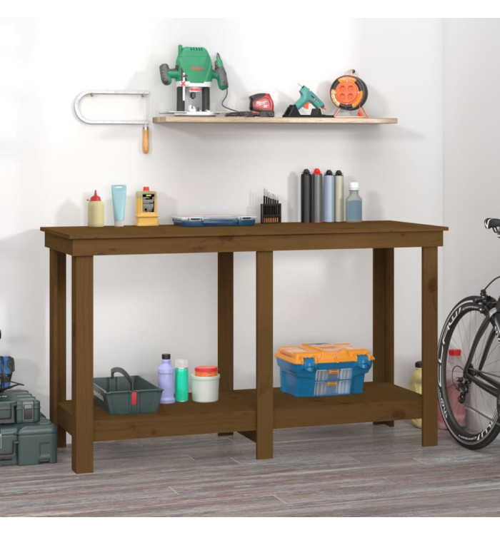 Banc de travail Marron miel 140x50x80 cm Bois de pin massif | Mobilier & Déco
