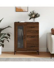 Buffet chêne marron 69,5x34x90 cm bois d'ingénierie | Mobilier & Déco