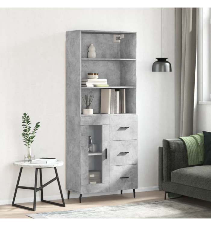 Buffet haut Gris béton 69,5x34x180 cm Bois d'ingénierie | Mobilier & Déco