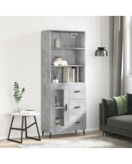Buffet haut Gris béton 69,5x34x180 cm Bois d'ingénierie | Mobilier & Déco