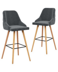 Chaises de bar lot de 2 gris foncé velours | Mobilier & Déco