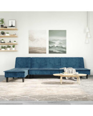 Canapé-lit en forme de L bleu 255x140x70 cm velours | Mobilier & Déco