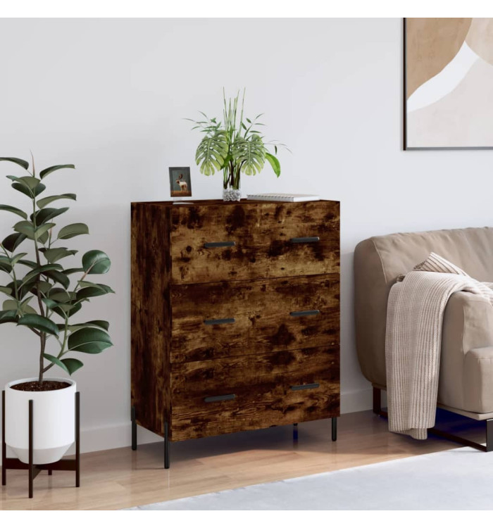 Buffet chêne fumé 69,5x34x90 cm bois d'ingénierie | Mobilier & Déco