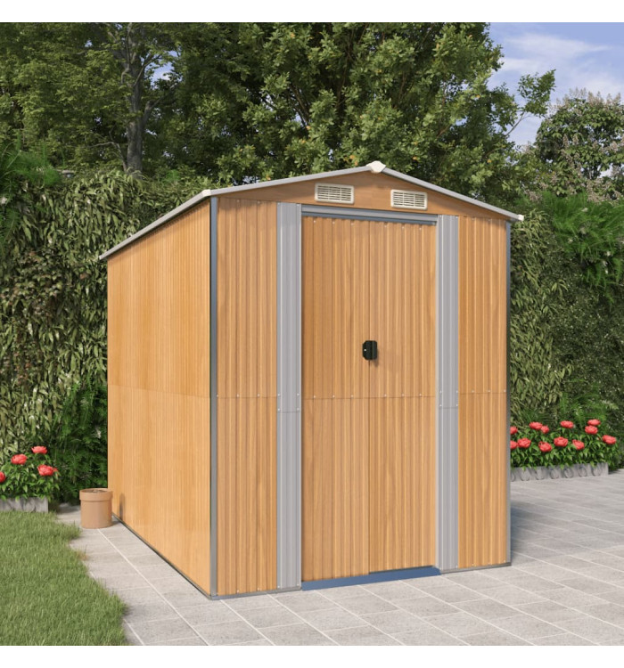 Abri de jardin Marron clair 192x274x223 cm Acier galvanisé | Mobilier & Déco