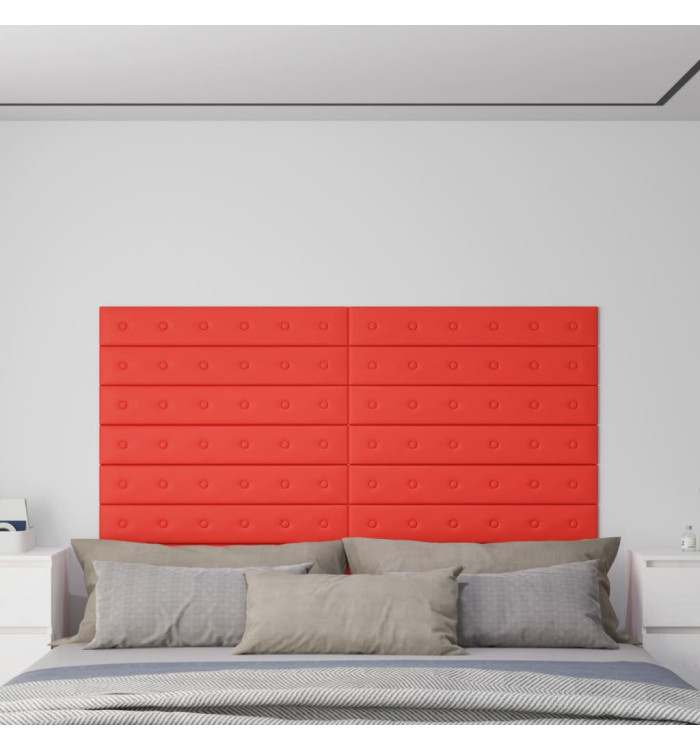 Panneaux muraux 12 pcs Rouge 90x15 cm Similicuir 1,62 m² | Mobilier & Déco